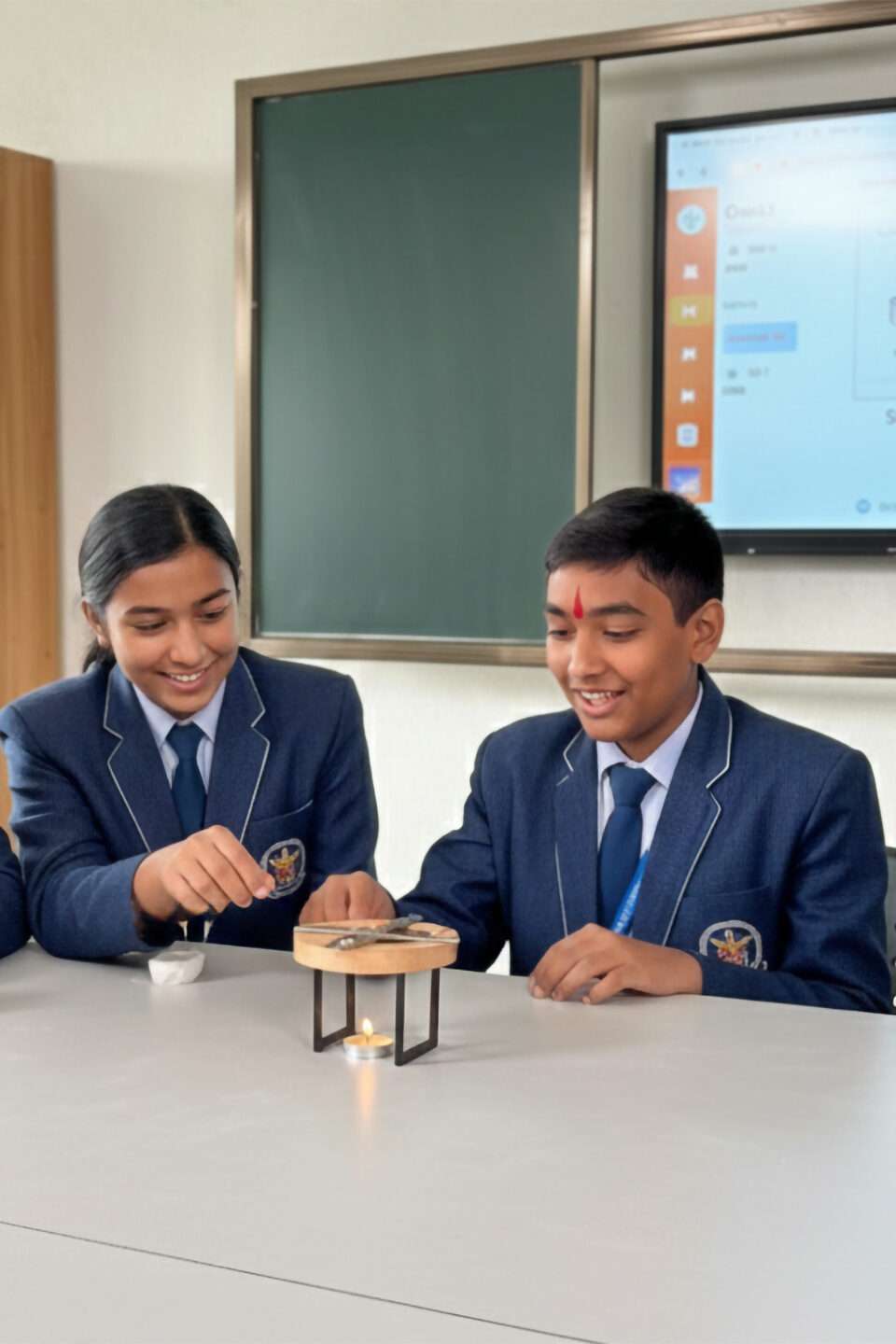Students in Science in Action session using inquiry-based science kit