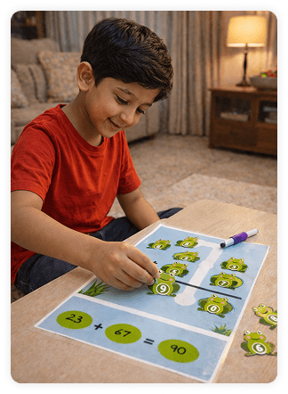 PlayLab hands-on activity – child exploring concept with home kit materials