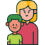 Parent-child collaboration icon for guided family learning at home