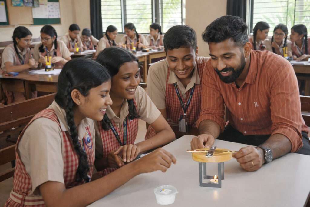 Science in Action featured classroom – students conducting experiments India