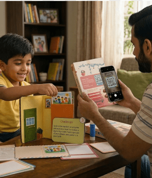 QR video access card for PlayLab demo clips and learning extensions
