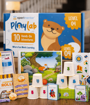 PlayLab kit box with 8 to 10 hands-on activities, manipulatives, and tools